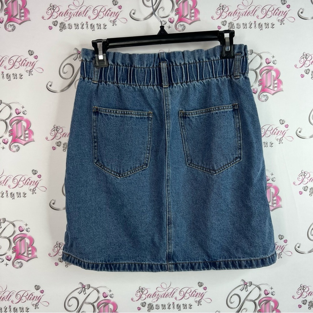 Noisy may skirt Jean pockets cowgirl Blue Denim Mini Skirt - Picture 2 of 6